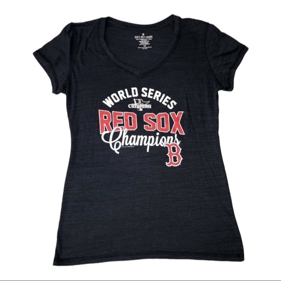 Boston RED SOX World Champion Soft As Grape Navy Short Sleeve T-Shirt - Picture 1 of 5